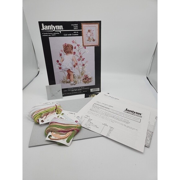 Janlynn Girl With Cosmos Counted Cross Stitch Kit #29-18 Design by Nancy Cole - Picture 6 of 7